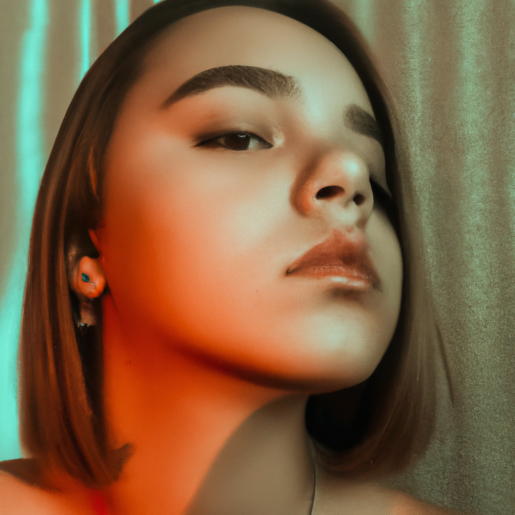 Retrato minimalista con luz lateral suave en fondo blanco